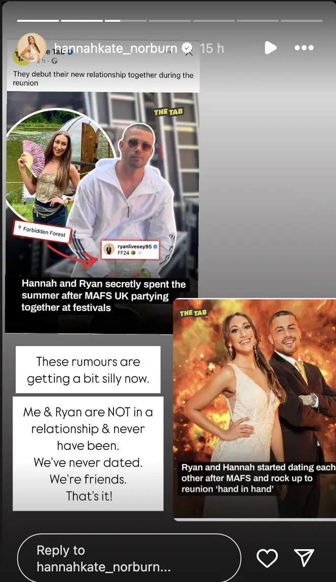 Hannah et Ryan de MAFS UK brisent le silence sur les rumeurs de relation 6 Hannah a qualifié les rumeurs de rencontres de « idiotes »