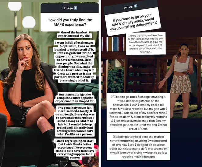 Hannah de MAFS UK révèle son plus grand regret concernant la soirée animée entre filles 6 Hannah a partagé son expérience sur MAFS sur Instagram