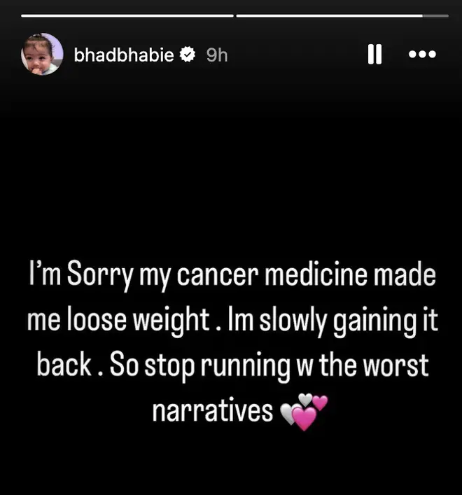 Bhad Bhabie révèle qu'elle a un cancer après que des trolls aient critiqué sa perte de poids 6 Histoire Instagram de Bhad Bhabie