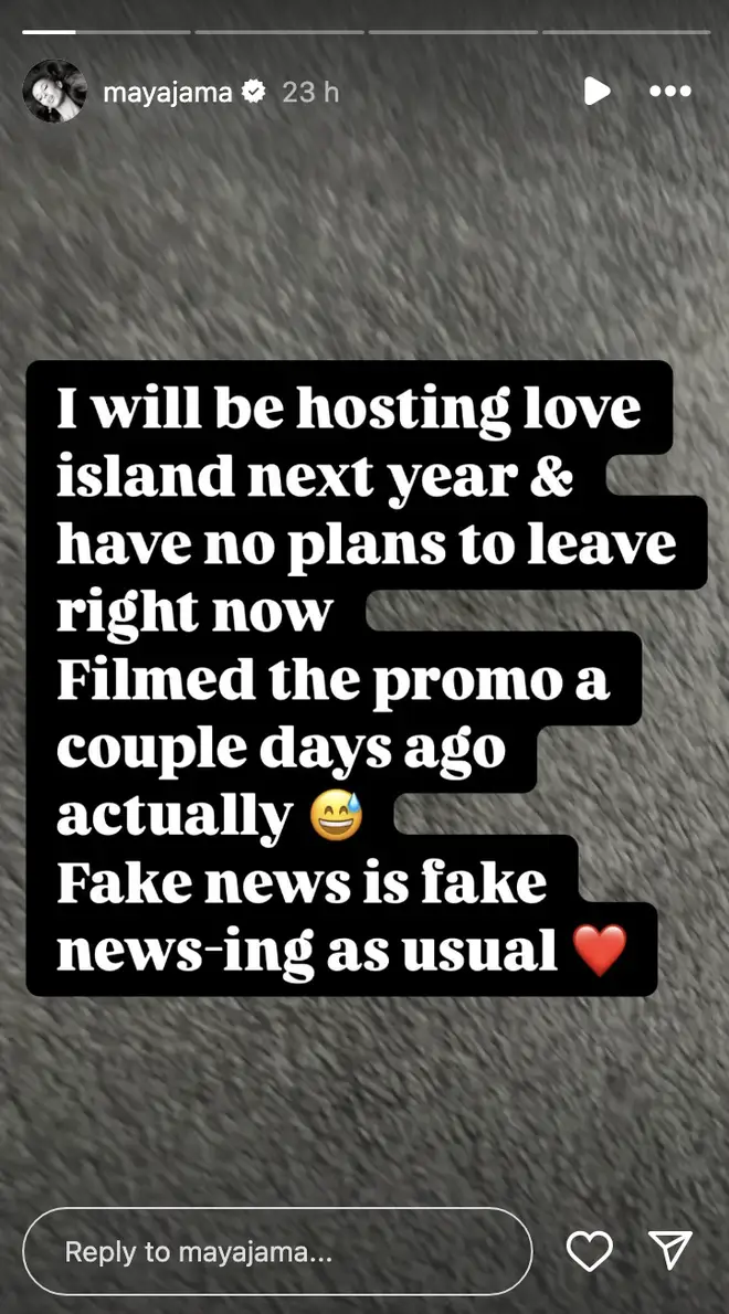 Maya Jama répond aux affirmations selon lesquelles elle a quitté Love Island et est remplacée par Maura Higgins 5 Maya Jama répond aux rumeurs selon lesquelles elle quitterait Love Island