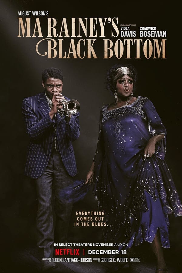 Chaque film Netflix qui a remporté un prix BAFTA 15 Affiche de fond noir de Ma Rainey