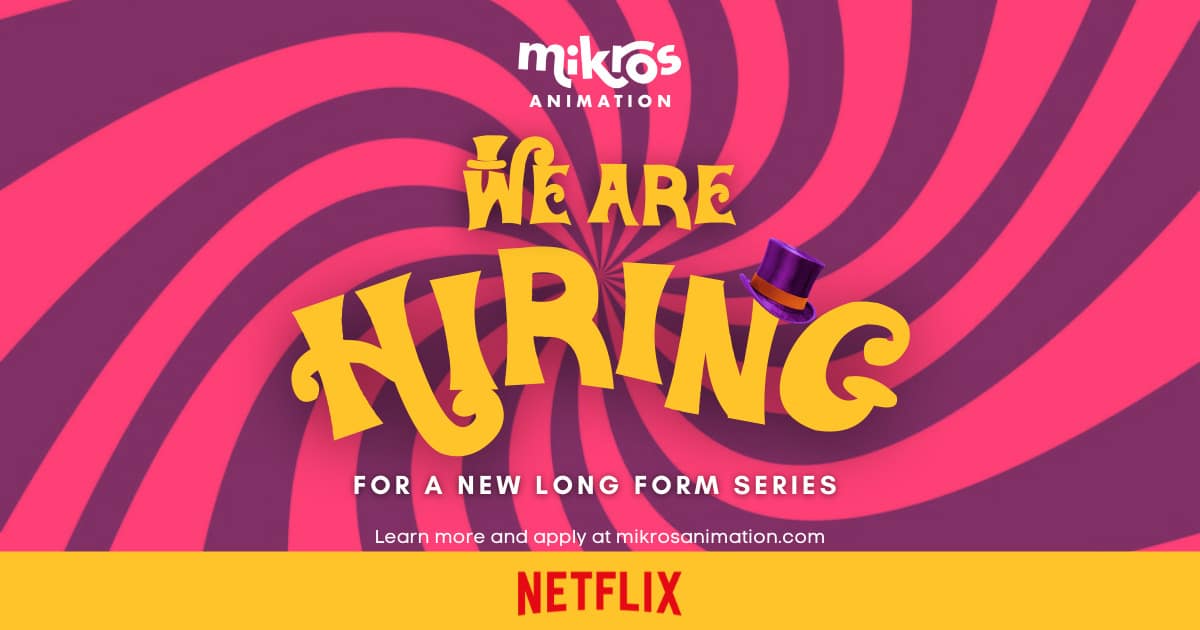 Affiche d'embauche d'animation Mikros Animation pour Charlie et The Chocolate Factory