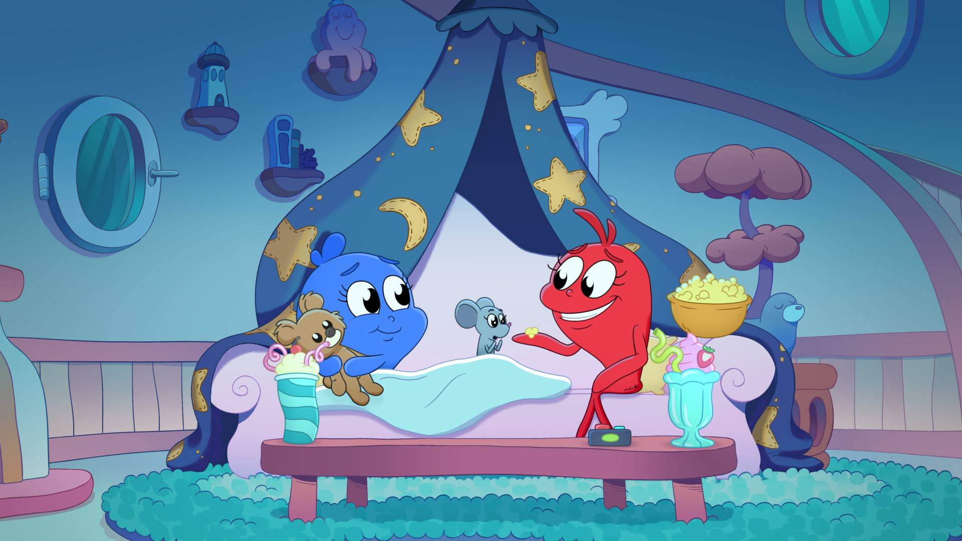 Qu'est-ce qui arrive à Netflix en septembre 2025 6 Fish rouge du Dr Seuss, poisson bleu. Cr. Avec l'aimable autorisation de Netflix © 2025